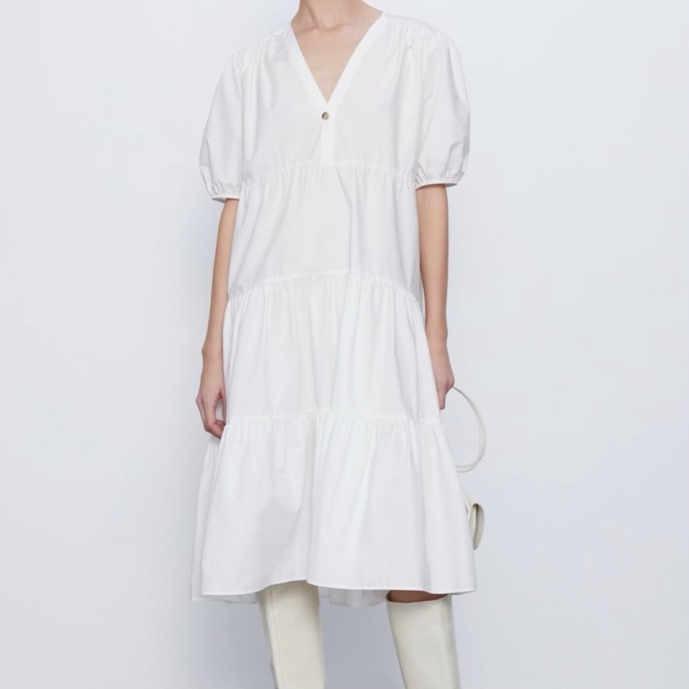 ZARA maxi cotton white women's dress; oversized